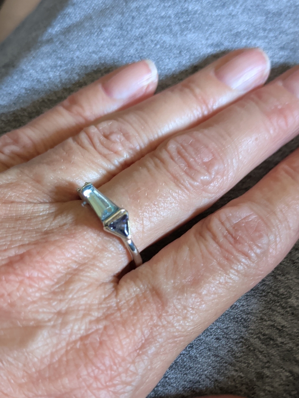 Silver Blue Gemstone Chevron Ring - Women's Jewelry